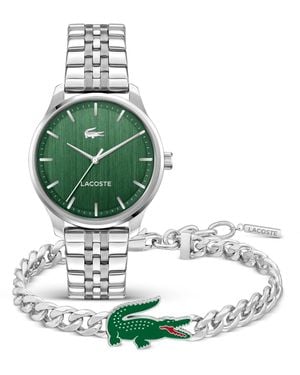 Lacoste Quartz Gift Set Silver-tone Stainless Steel Bracelet Watch 42mm - Green