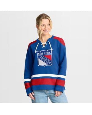 Fanatics New York Rangers Icing Long Sleeve Lace Up Sweatshirt - Blue