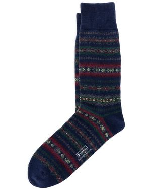 Polo Ralph Lauren Fair Isle Wool-blend Crew Socks - Blue