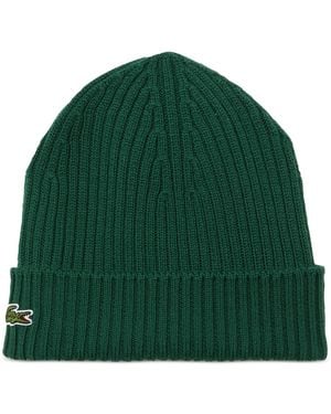Lacoste Ribbed-knit Wool Beanie - Green