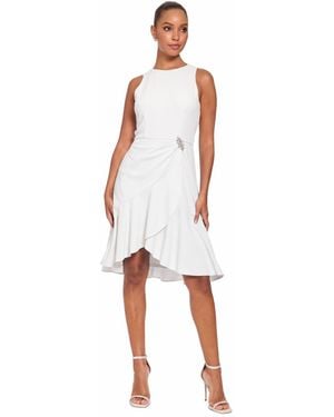 Ivy & Blu Ivy + Blu Ruffled-hem High-low Crewneck Dress - White