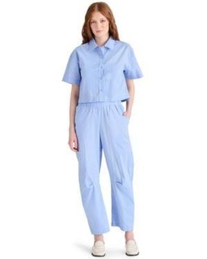 Steve Madden Tula Striped Button Front Shirt Saelyn Striped Barrel Leg Pants - Blue