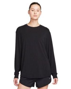 Nike One Relaxed Dri Fit Long Sleeve Crewneck Top - Black