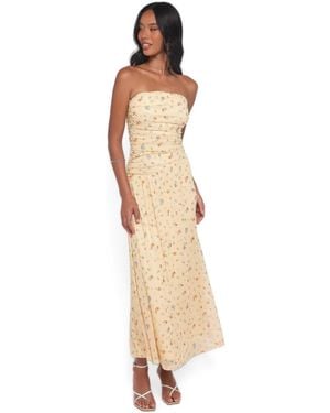 Petal & Pup Calypso Strapless Floral-print Maxi Dress - White
