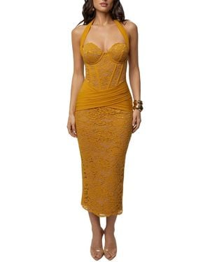 JLUXLABEL Royal Romance Halter Dress - Yellow