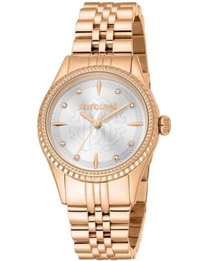 Roberto Cavalli Quartz Rose Gold Stainless Steel Bracelet Watch - Metallic