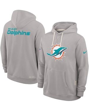 Nike Miami Dolphins Sideline Standard Issue Initial Home Dri-fit Hoodie - Gray