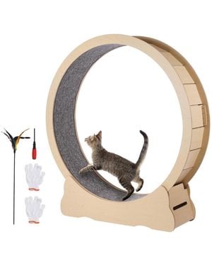 Vevor Wooden Cat Exercise Wheel Large Cat Treadmill Wheel For Indoor Cats - White