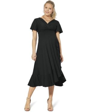 Tiffany Rose Maternity Waterfall Midi Maternity Dress - Black