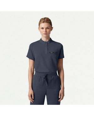 Jaanuu Savi 1-pocket Classic Banded Collar Scrub Top - Blue