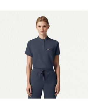 Jaanuu Savi 1-pocket Classic Banded Collar Scrub Top - Blue