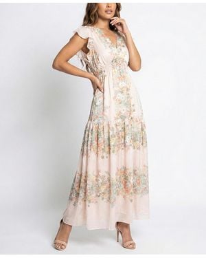 Taylor Petite V-neck A-line Long Dress - Natural