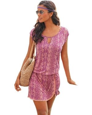 Lascana Crochet Hem Dress - Red