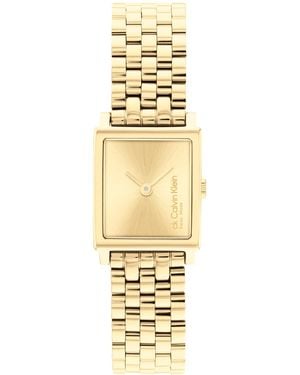 Calvin Klein Elongated Tone Stainless Steel Bracelet Watch - Metallic