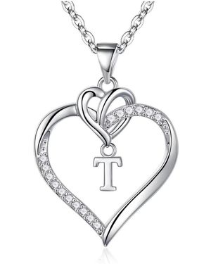 Gnuadz Heart Initial Necklace Gift Mother's Day - Metallic