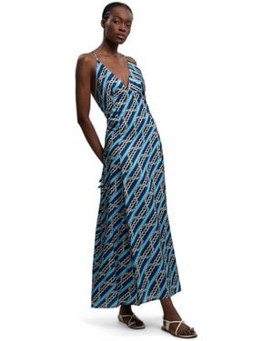 Karen Millen Chain Print Maxi Dress - Blue