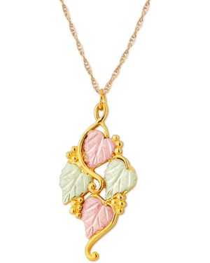 Black Hills Gold Grape And Leaf Pendant - Metallic