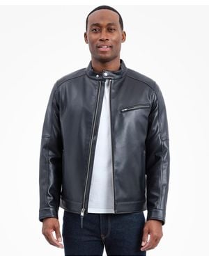 Michael Kors Faux Leather Moto Jacket - Blue