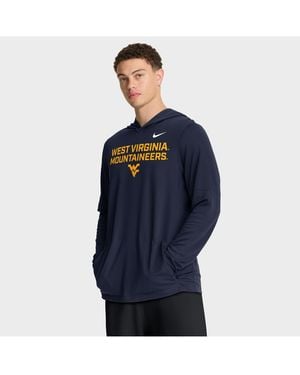 Nike West Virginia Mountaineers 2025 Sideline Performance Long Sleeve Hoodie T-shirt - Blue