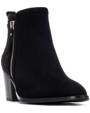 Xti Suede Heeled Ankle Booties - Black