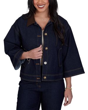 Ruby Rd. Petite Stretch Denim 3/4-sleeve Jacket - Blue