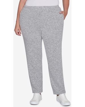 Ruby Rd. Plus Size Pull On Cozy Hatchi Pants - Gray