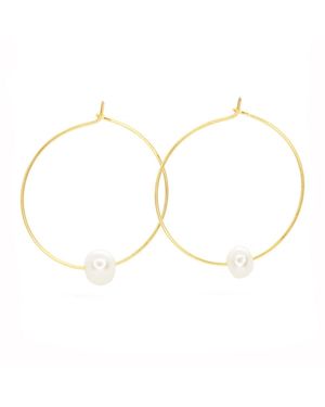Salty Cali Fresh Water Pearl Hoops - Metallic
