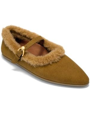 Aerosoles Petra Fur Mary Jane Flats - Brown