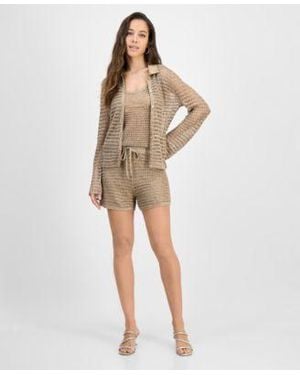 Guess Bella Knit Shirt Tank Top Shorts - Natural