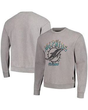 The Wild Collective And Miami Dolphins Distressed Pullover Sweatshirt - Gray