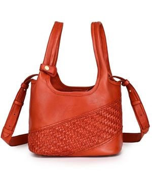 Old Trend Lily Small Handwoven Tote Handbag - Red