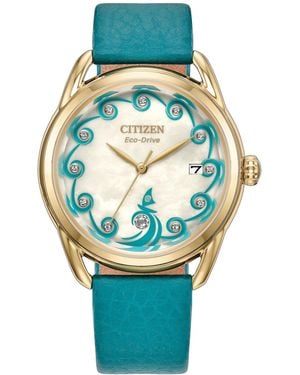 Citizen Princess Moana Green Leather Strap Watch 36mm - Gray