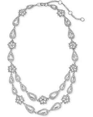 Givenchy Silver-tone Crystal Multi-row Drama Necklace - Metallic