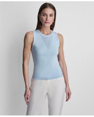DKNY Sleeveless V-detailed Sweater - Blue