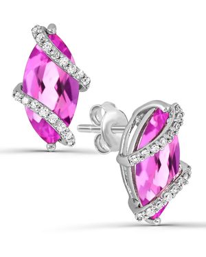 Macy's Lab-grown & White Sapphire Stud Earrings (1-3/4 & 1/5 Ct. T.w. - Pink