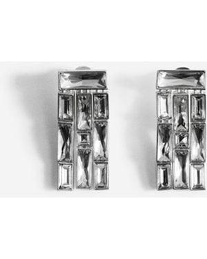 Mango Crystal Strips Dangling Earrings - White