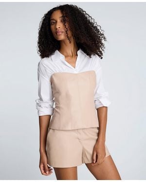 Kenneth Cole Solid Poplin Y-neck Long-sleeve Shirt - Natural