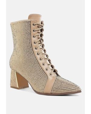 LONDON RAG Calla Rhinestone Embellished Ankle Boots - White
