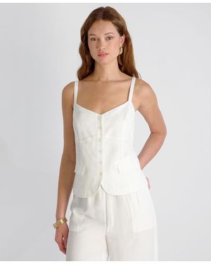 French Connection Cooper Linen Tailored V-neck Cami Top - White