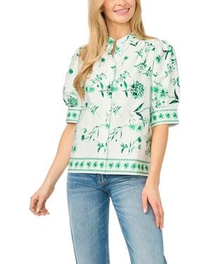 Cece Short-sleeve Collared Button-up Shirt - Blue