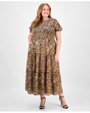 Anne Klein Plus Size Animal-print Maxi Dress - Brown