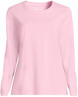 Lands' End Relaxed Supima Cotton Long Sleeve Crew Neck T-shirt - Red