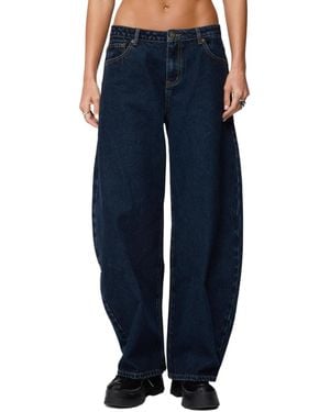 Edikted Jillian Low Rise Oversized Barrel Jeans - Blue