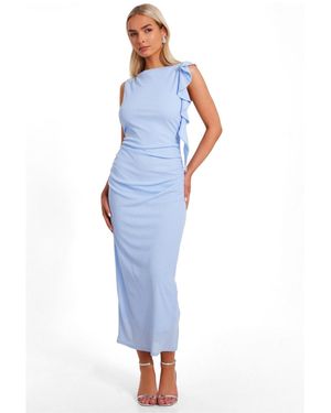 Quiz Jersey Frill Sleeveless Midi Dress - Blue