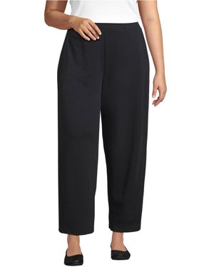 Lands' End Plus Size Sport Knit High Rise Barrel Ankle Pants - Black