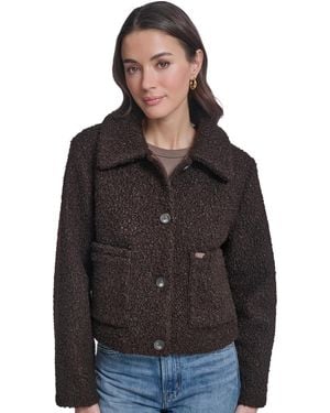 Levi's Laydown Collar Cropped Boucle Work Jacket - Black