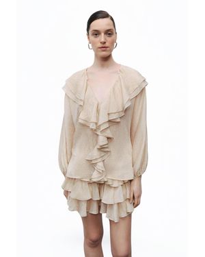 Nocturne Stoned Flounce Blouse - Natural