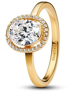 PANDORA Oval Sparkling Halo 14k Gold-plated Ring - Metallic
