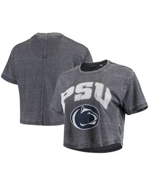 Pressbox Penn State Nittany Lions Edith Vintage-like Burnout Crop T-shirt - Gray