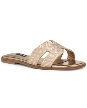 Nine West Giselleh Embellished Flat Sandals - White